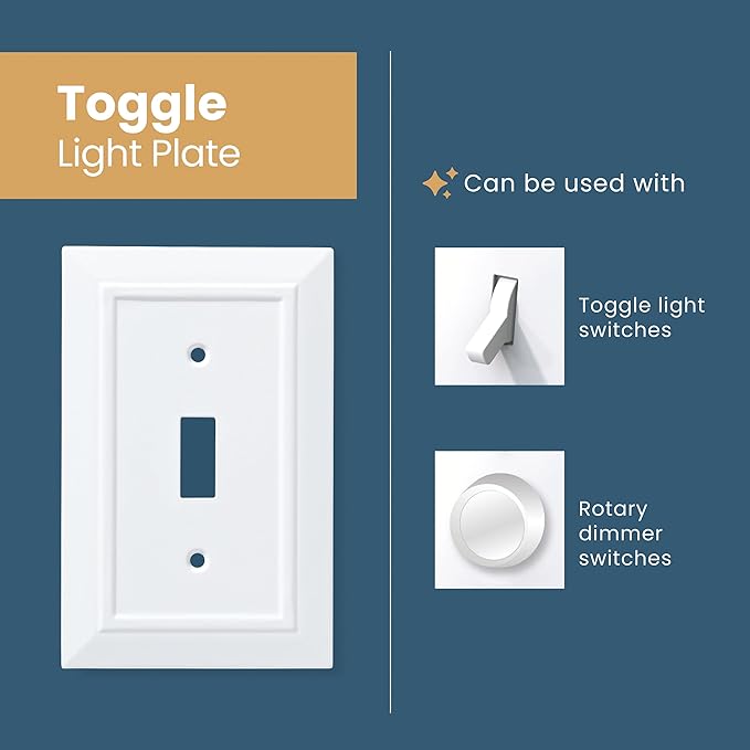 Franklin Brass Classic Architecture (1-Pack) Decorative Light Switch Cover Wall Plates Pure White 4-Gang Wall Plate Quad Toggle Plate Guards Electrical Outlet Guard W35251-PW-C