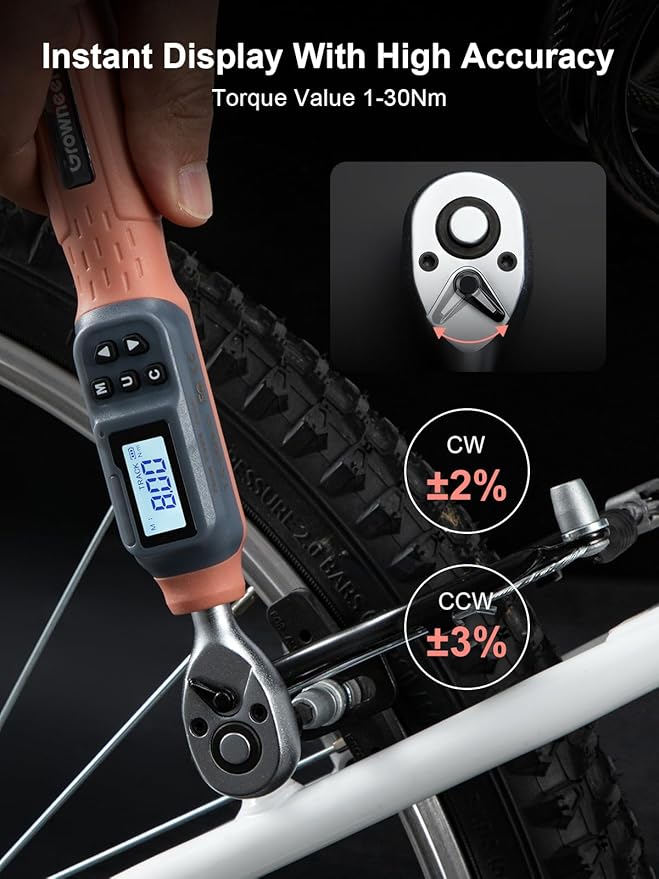 GROWNEER Digital Torque Wrench, 1.1-22.1 Ft-lbs/1.5-30 Nm, 1/4'' Drive Inch Pound Torque Wrench with Buzzer & LED Indicator, Electronic Wrench Set with Bits & Sockets for Gunsmithing Bike Motorcycle