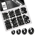 300 PCs #8# 10#12#14 EPDM Bonded Sealing Washers Assortment, 304 Stainless Steel Screw Washers for Roofing & Metal Panels, Black Multi-Size Fastener Set
