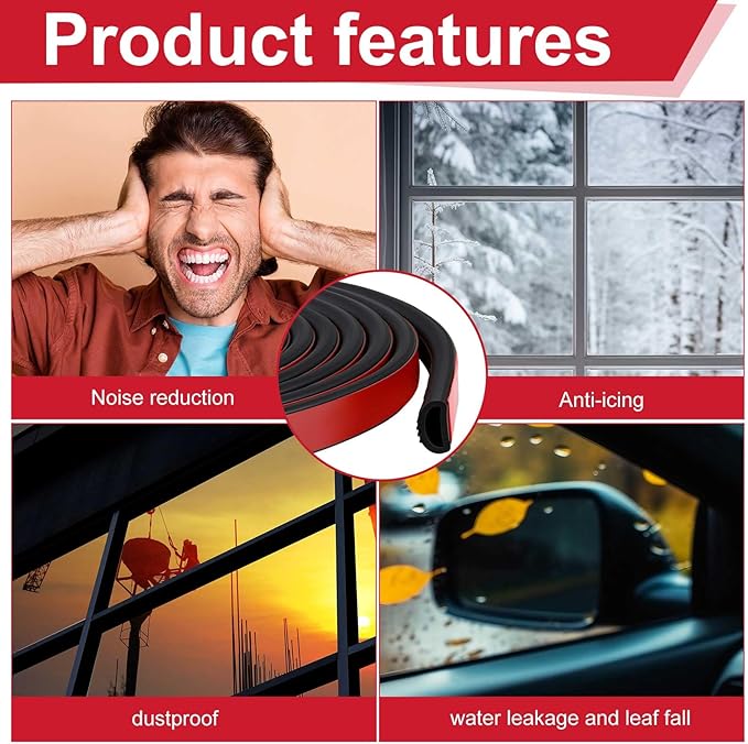 Pangda 26Ft D Shape Rubber Weather Stripping Foam Self-Adhesive EPDM Seal Strip for Noise Reduction Waterproof Dustproof for Cars Boats RVs Windows Doors (0.75" W x 0.425" H)