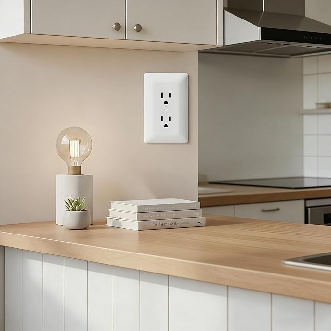 ZEFTV 6 Pack Duplex Outlet Covers Wall Plates 1-Gang Switch Outlet Electrical Cover Plate Unbreakable Thermoplastic Faceplate for Light Receptacle Outlet Switch, Glossy White
