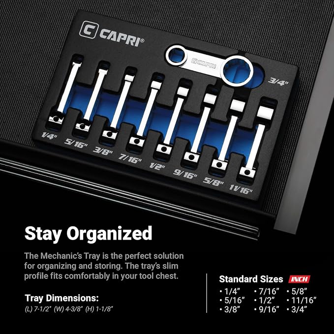 Capri Tools 3/8 in. Drive Torque Adapter Set, 12-Point Box End, 1/4 to 3/4 in., SAE, 9-Piece with Mechanic's Tray