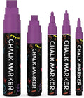 5 Purple Chalkboard Chalk Pens - Purple Dry Erase Markers for Blackboard, Chalkboard Signs, Windows, Glass | Variety Pack - Fine & Jumbo Size Ink Pen (1mm, 3mm, 6mm, 10mm, 15mm)