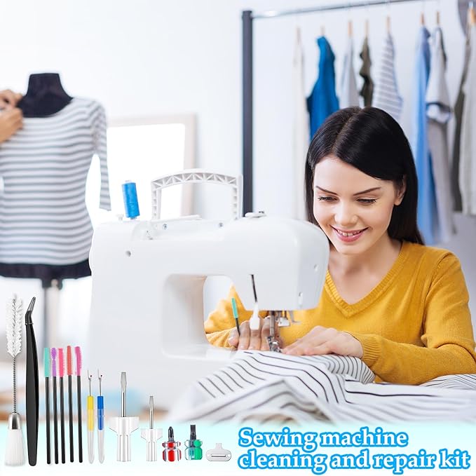 15pcs Sewing Machine Cleaning Kit, Sewing Machine Cleaning Tools Including Tweezers, Rippers, Screwdriver, Double Headed Brush, Needle Board Screwdriver, Silicone Brush and Storage Bag