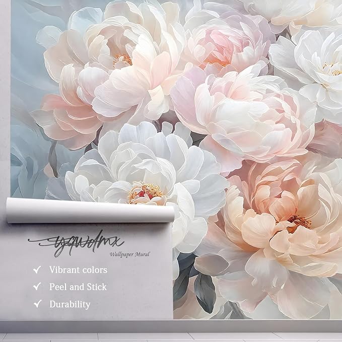 YQWDMX - Large Peony Flower Peel and Stick Wallpaper wall Paintings for Bedroom ZY09 L