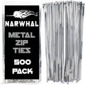Narwhal Metal Zip Ties (Bulk 500 Pack - Industrial Grade) Heavy Duty 198 lb Tensile Strength - Self Locking - Perfect for Exhaust Wrap, Automotive Repair, and More!