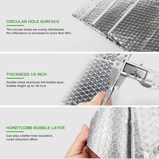INSULATION MARKETPLACE - 48" x10ft Bubble Double Foil Reflective Insulation Roll, Thermal Shield, RV Window Insulation