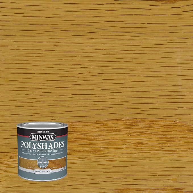 Minwax PolyShades Wood Stain + Polyurethane Finish – ½ Pint, Honey Pine, Gloss