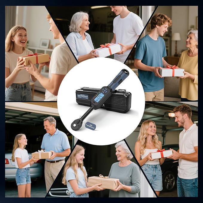 Digital Torque Wrench| ±2% Accuracy | Dual Alarm System | Short Handle Design | Electronic Torque Wrench Digital for Bicycle Moto/Auto Blue1 3/8" 3-60 N.m