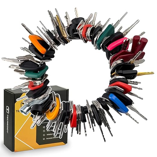 105PCS No-Duplicate Heavy Equipment Keys Master Set for Caterpillar Cat John Deere Komatsu Volvo Bobcat Kubota JCB Case Hyster Yanmar Daewoo Takeuchi Ford New Holland Construction Machine