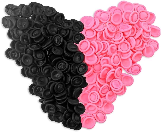 200Pcs Pink & Black Finger Cots, Medium Finger Gloves Disposable,Non-Allergenic Silicone Fingertips Finger Cot Protectors for Electronic Repair, Handmade, Industrial Apply and More