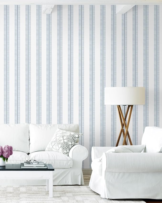 NextWall Beach Towel Stripe Peel and Stick Wallpaper (Blue Skies)