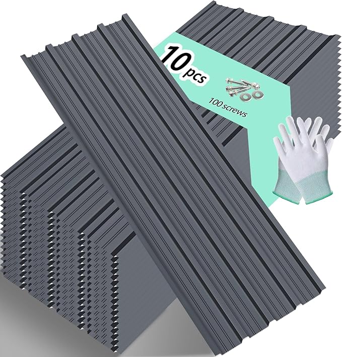Metal Roofing Panels - Corrugated Galvanized Roof Panels 10 Pcs Waterproof Siding Panels for Outdoor House Storage Patio Garages Sheds