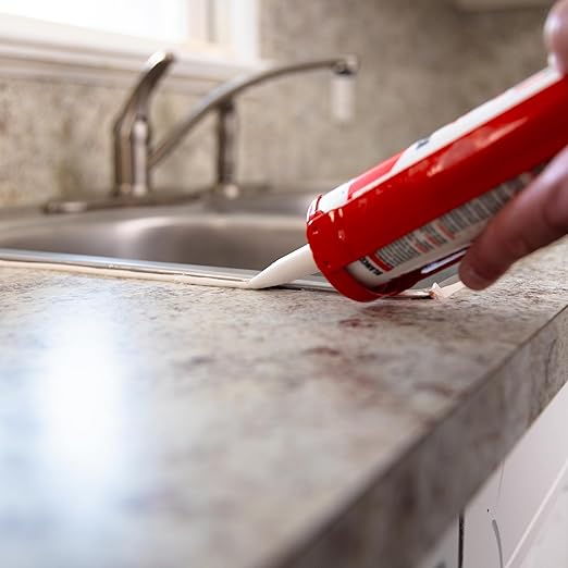 Red Devil 0445 Duraguard Kitchen & Bath Siliconized Acrylic Caulk, 5.5 oz. Squeeze Tube, Clear, 12 Pack, Made in USA