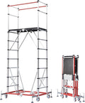 APARECIUM 12’ Aluminum Scaffolding, Foldable Scaffolding Ladder, Multipurpose Rolling Scaffolding Work Platform, Scaffold Tower, Ladder Stool Work Bench, Adjustable Work Platform, 330 Lbs Duty Rate