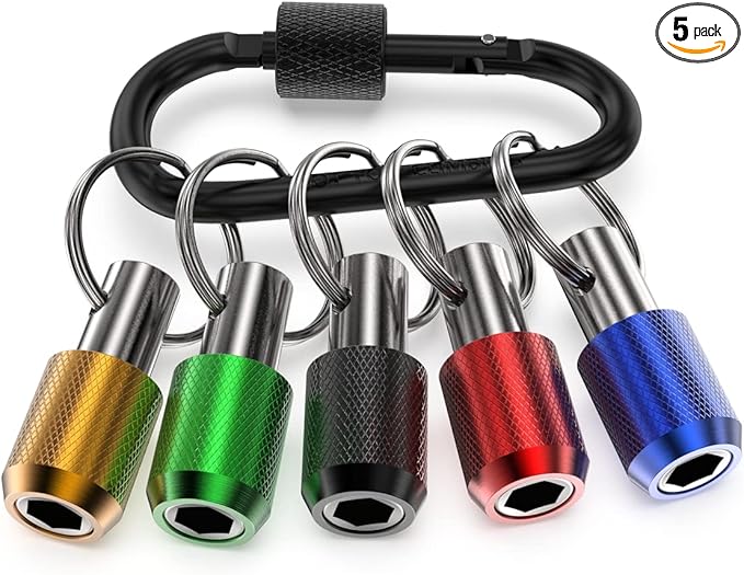 Tool Gifts, Upgrade, Steel Material, Katerk 5PCS 1/4 Inch Hex Shank Screwdriver Bits Holder Extension Bar Screw Adapter Drill Handy Heavyduty Keychain Bit Holder for Electric Screwdrivers, 5 Colors