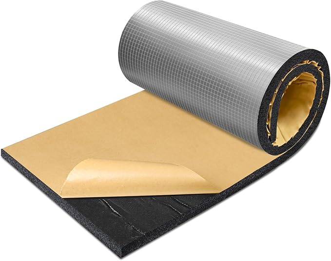 TroyStudio Sound Proof Closed Cell Foam, Self-Adhesive 13" x 39" Heat Shield Acoustic Rubber Foam Sheet - Waterproof Noise Vibration Thermal Insulation Roll for Home, Car, HVAC, Pipe, Machine