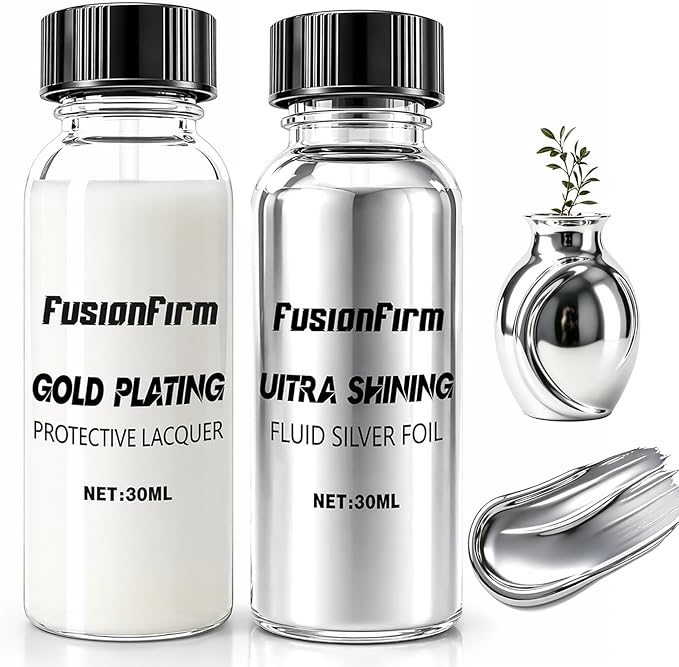 Liquid Leaf Paint - Alcohol-Based Airbrush Paint - High Gloss Finish Silver 1 Fl Oz