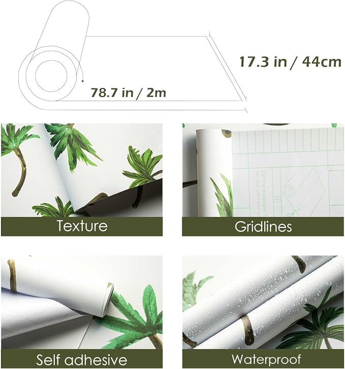 Shelf and Drawer Liner for Kitchen, Table, Bookshelves, Waterproof Cupboard Liners Tree Peel and Stick Wallpaper Self Adhesive Removable Easy Peel Off Stick on Paper 17.3" × 78.7"