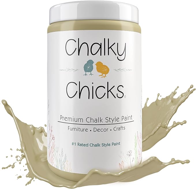 Chalky Chicks 32 Fl Oz Matte Olive Wood (Taupe) Chalk Paint for Furniture Without Sanding - No Prep Furniture Paint No Sanding All in One for Crafts, Wood, Walls, Cabinet, Metal, Dresser, Farmhouse