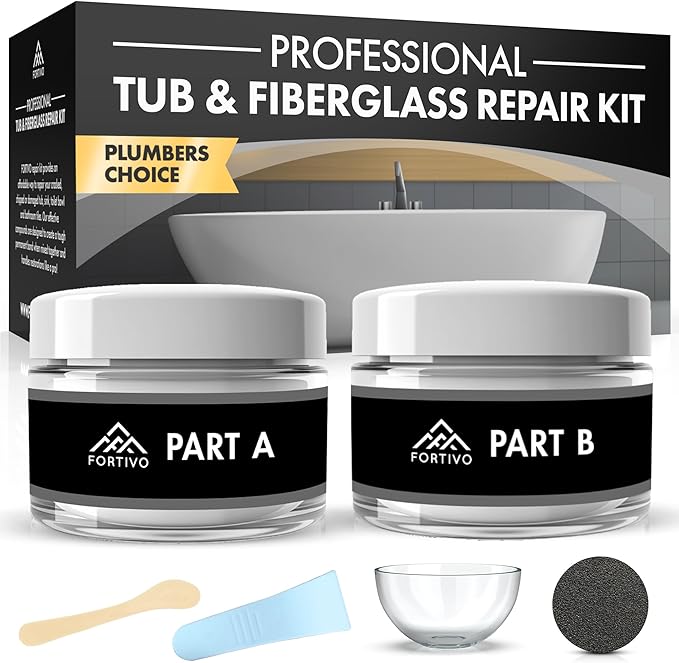 White Porcelain Repair Kit, Fiberglass Tub Repair for Sink, Shower, Countertop, and Tile - Acrylic Tub and Cracked Porcelain Sink Repair