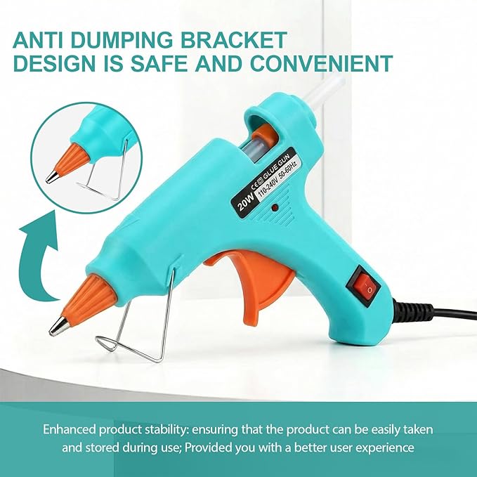 Mini Hot Glue Gun 10pcs Glue Stick Hot Glue Gun Set For Quick Repair Artist DIY Art Home 20w Lake Blue