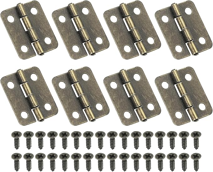 PATIKIL Small Butt Hinges 3/4 Inch, 8 Pack Mini Jewelry Box Hinge with Screw for Jewelry Wooden Boxes Cabinet Drawer Doors Gate, Brown
