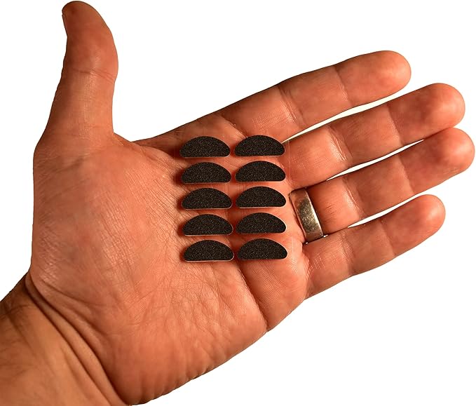 GMS Optical Ultra-Thin Quality Adhesive Halfmoon Felt Nose Pads - Removes Soreness -Extra Large (19mm x 8mm x 1mm) (10 Pair, Black)