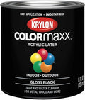 Krylon K05605007 COLORmaxx Acrylic Latex Brush On Paint for Indoor/Outdoor Use, ½ Pint, Gloss Black