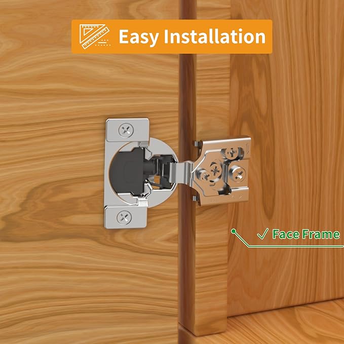 Chibery 50 Pack 5/8" Overlay 3D Soft Close Concealed Hinge for Face Frame Door, Smooth Slow Self Closing Hinges, Satin Nickel, Hidden 105° Open Angle Stainless Steel Hinge for Kitchen Cabinet Door