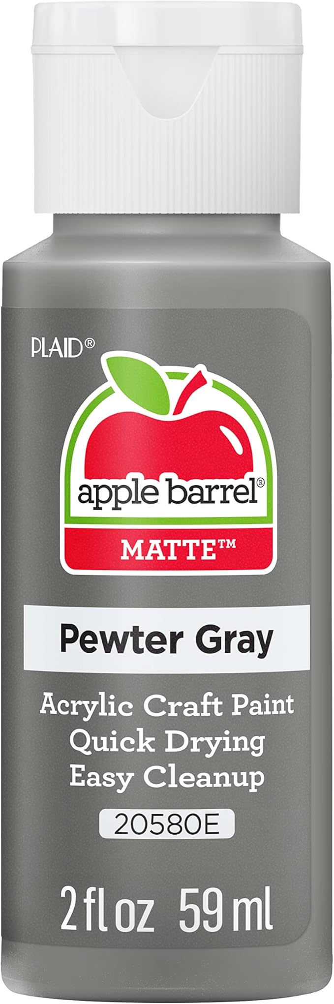 Apple Barrel Acrylic Paint in Assorted Colors (2 oz), 20580, Pewter Grey