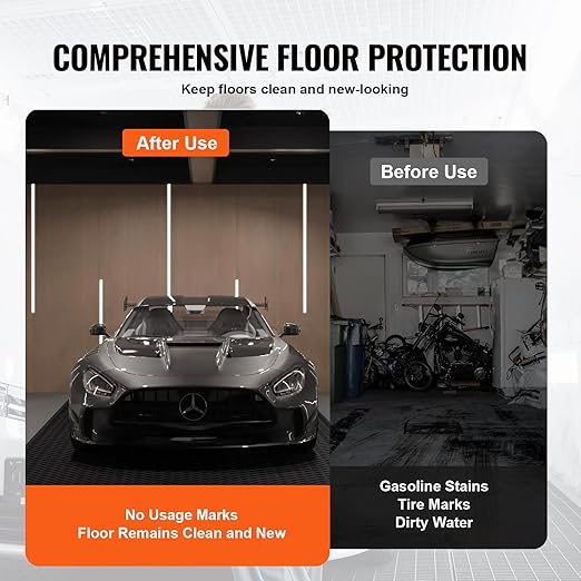 VEVOR Diamond-Plate Rubber Flooring Roll, 3 mm x 4 ft x 6 ft Garage Floor Mat, SBR Rubber Garage Flooring Roll, Easy to Clean, Diamond Plate Rubber Mat for Under Cars, Garage Industry Gym, Black