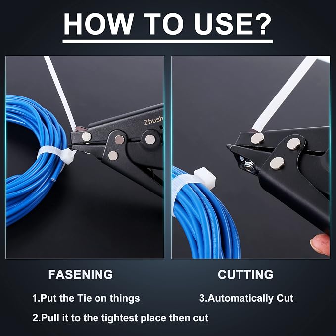 Zhushan Cable Tie Gun - Fastening Tool with Adjustable Tension to Cut Nylon Tie