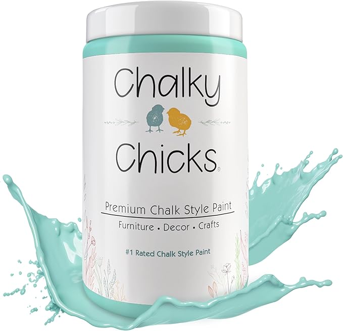 Chalky Chicks 32 Fl Oz Matte Riptide (Green Blue) Chalk Paint for Furniture Without Sanding - No Prep Furniture Paint No Sanding All in One for Crafts, Walls, Cabinet, Metal, Dresser, Farmhouse