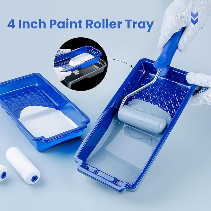 Mister Rui 4 Inch Paint Tray Liners, 15 Pack, Plastic Paint Trays, Small Paint Trays for Painting