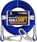 Tie Out Cable for Dogs Up to 300lbs,50ft Extra Strong 1000lbs Break Strength Tie-Out Tether Trolley Training Lead,Dog Run Cable for Yard Garden Park Camping Outside (300lbs 50ft, Blue)