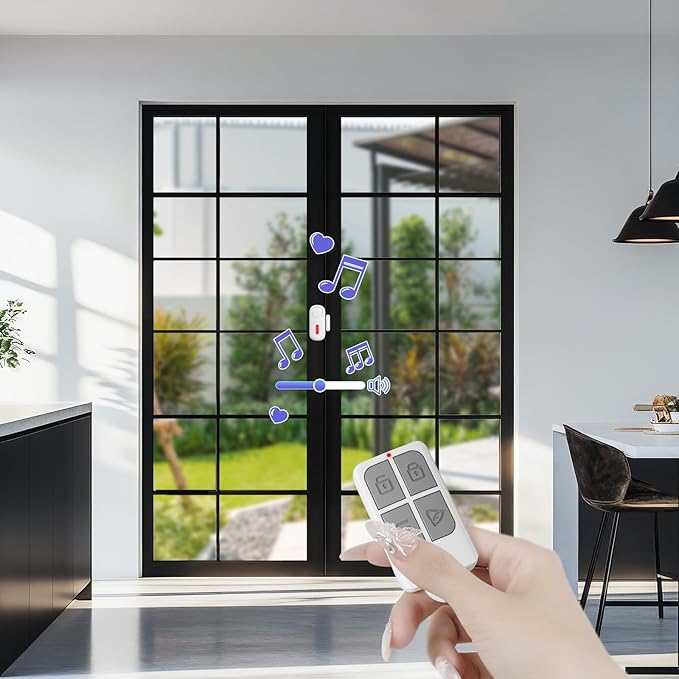 Door Alarms for Kids Safety, 120dB Wireless Window Security Sensor with 600ft Remote Range, Home Intruder Alert System with SOS Button, 2-Level Adjustable Volume for Pool, Dementia, Apartment, 2 Pack