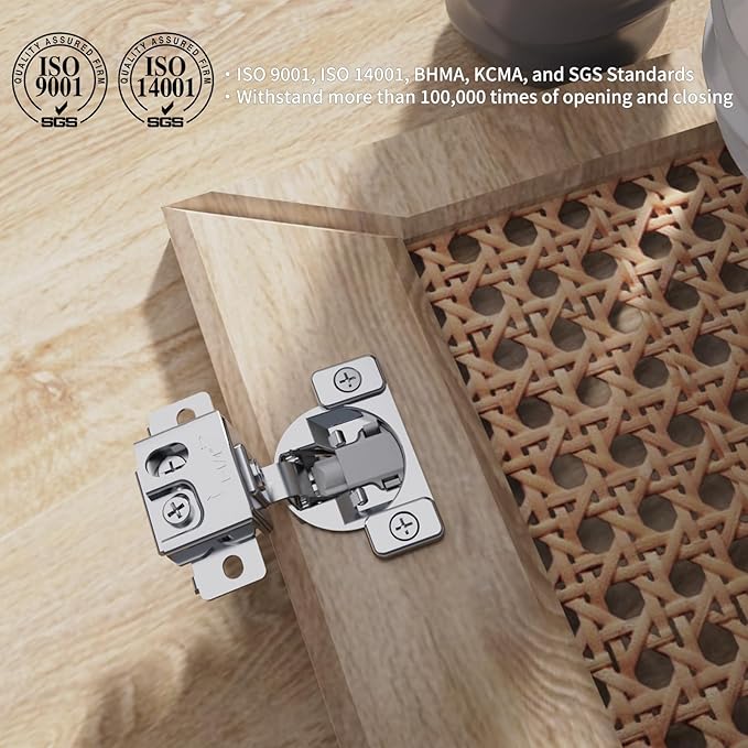 Chibery 50 Pack 1-1/4" Overlay 3D Soft Close Concealed Hinge, Face Frame Door, Small Angle Slow Close, Self Closing Hidden Satin Nickel, 105° Concealed Stainless Steel Hinges for Kitchen Cabinet Door
