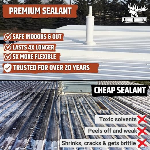 Liquid Rubber Color Roof Sealant- Elastomeric Waterproof Coating for Flat, Low-Slope & Metal Roofs, Flexible UV-Stable Membrane, Clear, 5 Gallon