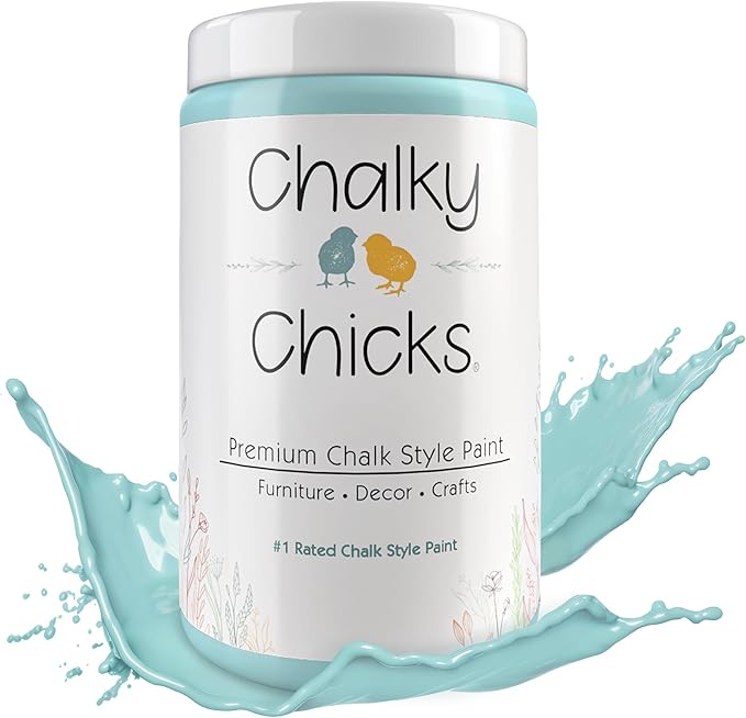 Chalky Chicks 32 Fl Oz Matte Rain Drop (Light Blue) Chalk Paint for Furniture Without Sanding, No Prep Furniture Paint No Sanding All in One for Crafts, Wood, Walls,Cabinet, Metal, Dresser, Farmhouse