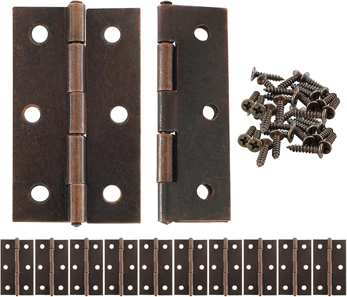Murtenze 12 Pack 2.5 Inch Door Hinge Cabinet Hinge, Red Bronze Butt Hinges Ball Bearing Hinges Window Hinges Outdoor Hinges with Mounting Screws