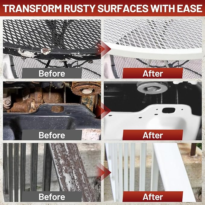 Rust-Stop and Corrosion Permanently Rust Preventive Coating Anti-Rust Automotive Rust Reformer for Metal & Seal, Rust Converter Non-Porous Protective Barrier High Gloss White Metallic Paint 35 Fl Oz