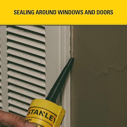 Stanley S421 All-Purpose RTV Silicone Sealant (2 x 10.1 fl.oz.) – 100% Waterproof Black Caulk | Industrial-Grade Silicone for Kitchen, Bathroom, Shower, Window, Door, Indoor & Outdoor Use | 2 Pack