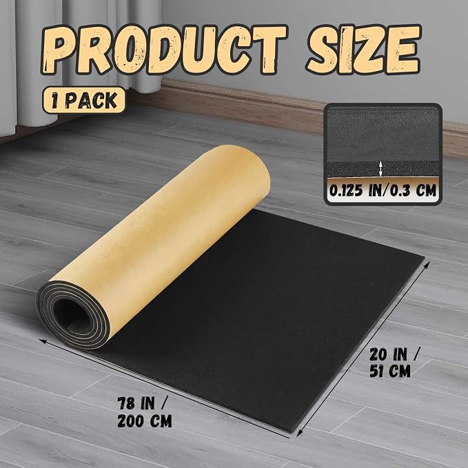 Pangda 1 Piece 78 x 20 x 1/8 Inch Extra Large Marine Foam Roll Closed Cell Rubber with Adhesive Insulation Sheets Lightweight Single Sided Tape Water Weather Resistant for Craft
