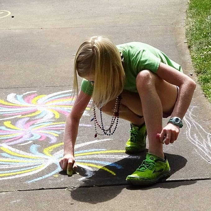 feela Sidewalk Chalk, 144 Pack 18 Colors Sidewalk Chalk Set For Kids Jumbo Chalk Bulk, Great for Kids Family, Paint on Sidewalk School Chalkboard Blackboard Street Playground