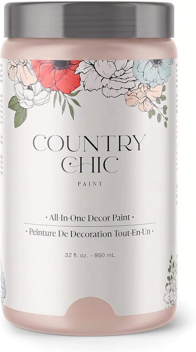 Country Chic All-in-One Chalk Paint for Furniture, Cabinets, Home Decor, Eco-Friendly, Matte Finish, Built-In Primer & Top Coat for Wood, Metal - Ooh La La (Light Pink), Quart 32oz (950 ml)
