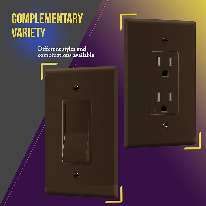 ENERLITES Decorator Light Switch or Receptacle Outlet Wall Plate, Gloss Finish, Over-Size 1-Gang 5.5" x 3.5", Unbreakable Polycarbonate Thermoplastic, UL Listed, 8831O-BR, Brown