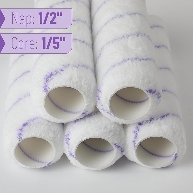 Bates- Paint Roller Covers, 9", Purple Stripes, 5 Pack, Covers for Paint Rollers 9 Inch, 9 Inch Paint Roller Covers, Paint Roller Cover, Paint Roller Covers 9 Inch, Large Paint Roller Covers