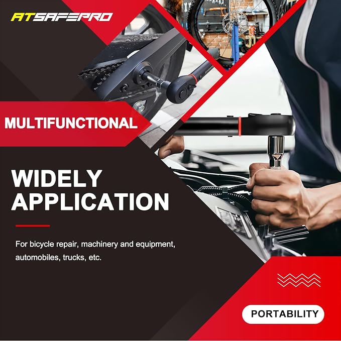 Torque Wrench Set,1/4 3/8 1/2-inch Drive Torque Wrench-20-240 in.lb,5-50 ft.lb,10-170 ft.lb,72-Tooth Dual Range Scales and Dual-Direction Adjustable Torque Wrench for Bike, Moto and Car Maintenance