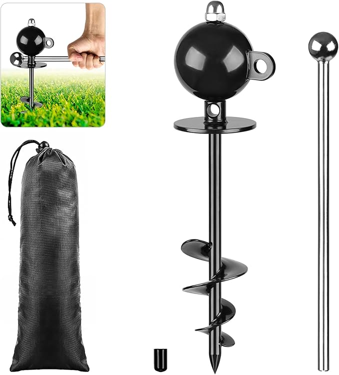 SELEWARE Dog Tie Out Stake 360° Swivel Dog Ground Anchor Outdoor Dog Anchor | 16.5" Long Anti-Rust Heavy Duty Dog Stake for Large Dogs up to 220 lbs, Easy Install with Twist Rod for Yard Camping Outside